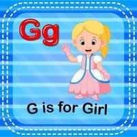 flashcard letra g es para niña vector