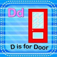 Flashcard letter D is for door vector