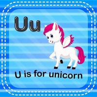 Flashcard letter U is for unicorn vector