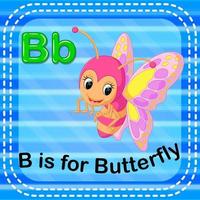 Flashcard letter B is for butterfly vector
