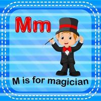 Flashcard letter M is for magician vector