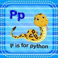 Flashcard letter P is for python vector