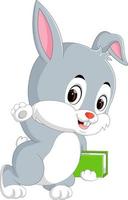 Rabbit cartoon holding book vector