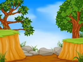 forest scene with mountain cliff vector