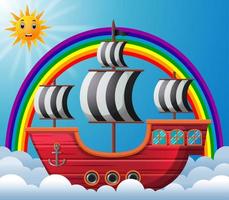 pirate ship in the sky illustration vector