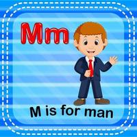 flashcard letra m es para hombre vector