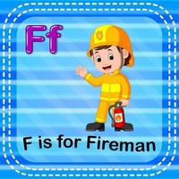 Flashcard letter F is for fireman vector