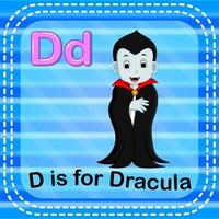 flashcard letra d es para drácula vector