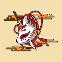 máscara kitsune japonesa, ilustración vectorial eps.10 vector