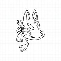 Página para colorear de máscara kitsune japonesa, ilustración vectorial eps.10 vector