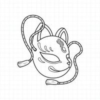 Japanese kitsune mask coloring page, Vector illustration eps.10