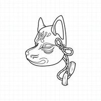 Japanese kitsune mask coloring page, Vector illustration eps.10