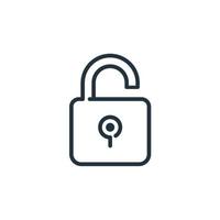 Open lock icon isolated on a white background. Padlock symbol, security, Protection, access for web and mobile apps. vector