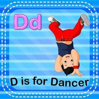 Flashcard letter D is for dancer vector