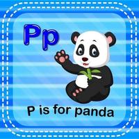 Flashcard letter P is for panda vector