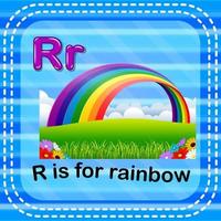 flashcard letra r es para el arco iris