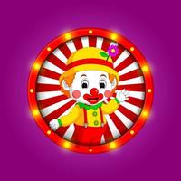 pancarta de payaso con bombillas brillantes vector