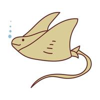 elemento de diseño de ilustración de vector dibujado a mano de stingray