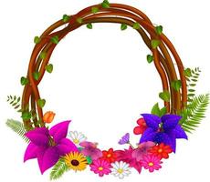 Frame of roots and flowers vector