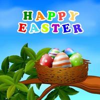 a nest with Easter eggs vector