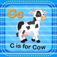 Flashcard letter C is for cow vector