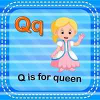 Flashcard letter Q is for queen vector