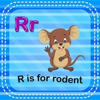flashcard letra r es para roedores vector