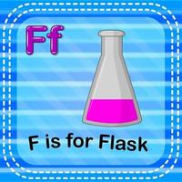 Flashcard letter F is for flask vector