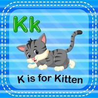 Flashcard letter K is for kitten vector