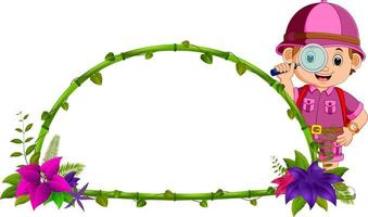 frame of bamboo with flower and adventurer vector