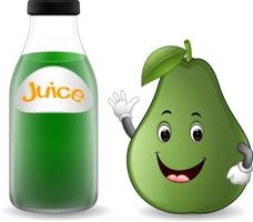 Bottle of avocado juice with cute avocado cartoon vector