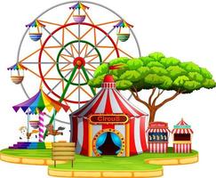 Amusement park scene at daytime vector