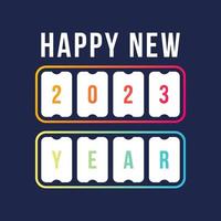 happy new year with 2023 scoreboard. concept of flipboard numerical, celebrate 2023 calendar template. flat style trend modern design vector illustration.