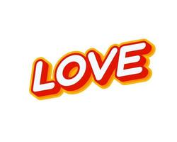 Love. Romantic phrase lettering isolated on white colourful text effect design vector. Text or inscriptions in English. The modern and creative design has red, orange, yellow colors. vector