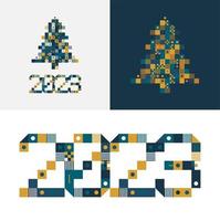 2023 año nuevo diverso signo inusual para la decoración de eventos 2023, lindo gráfico, concepto de emblema creativo para pancarta, folleto, volante, calendario, tarjeta de felicitación, invitación a eventos. logotipo vectorial aislado. vector