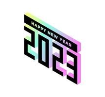 2023 Happy New Year isometric text design with trendy bright colors for holiday greetings and invitations. Vector illustration.