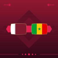 qatar, senegal world football 2022 match versus on red background. vector illustration