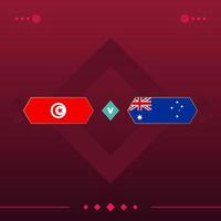 tunisia, australia world football 2022 match versus on red background. vector illustration