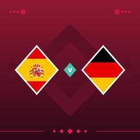 partido de fútbol mundial de españa, alemania 2022 versus sobre fondo rojo. ilustración vectorial vector
