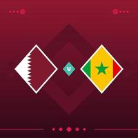 qatar, senegal partido de fútbol mundial 2022 versus sobre fondo rojo. ilustración vectorial vector