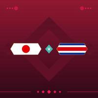 japan, costa rica world football 2022 match versus on red background. vector illustration