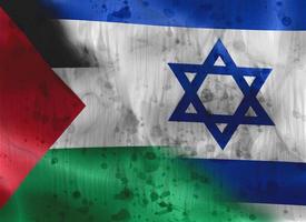 confrontación palestina con israel. concepto de banderas. guerra y militar. grunge vintage grietas estilo retro foto