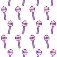 Purple lollipop on a stick. Y2K 90s seamless pattern vector background. Doodle and y2k candy