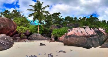 Stunning high resolution beach panorama taken on the paradise islands Seychelles photo