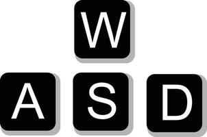 W A S D keys icon on white background. game control keyboard buttons. Alphabetic block sign. flat style. vector