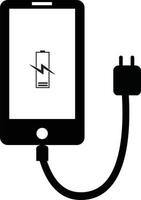 icono de teléfono de carga sobre fondo blanco. señal de carga del teléfono móvil. símbolo de batería de carga del teléfono inteligente. estilo plano vector