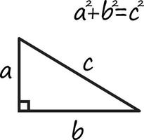 teorema de pitágoras sobre fondo blanco. signo de ecuación del teorema de pitágoras. símbolo de la teoría de pitágoras. estilo plano vector