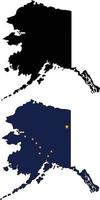 mapa de alaska sobre fondo blanco. mapa de alaska con la bandera adentro. estilo plano vector