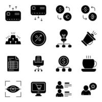 paquete de iconos sólidos de análisis de datos vector