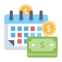 Icon of money with calendar, flat design of payment day vector